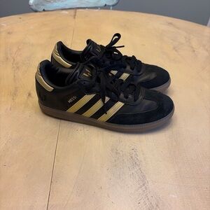 Adidas Samba Messi  Size 6 Black Gold Shoes Sneaker 6US Big Kids Soccer JR6349